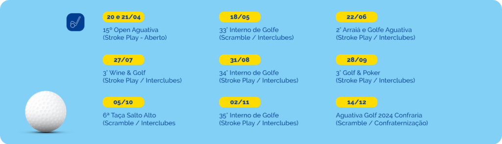 Confira os próximos torneios de golfe no Aguativa